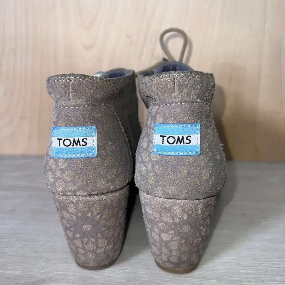 Toms Desert Taupe Moroccan‎ Wedge Booties Suede 380813 Woman's 7